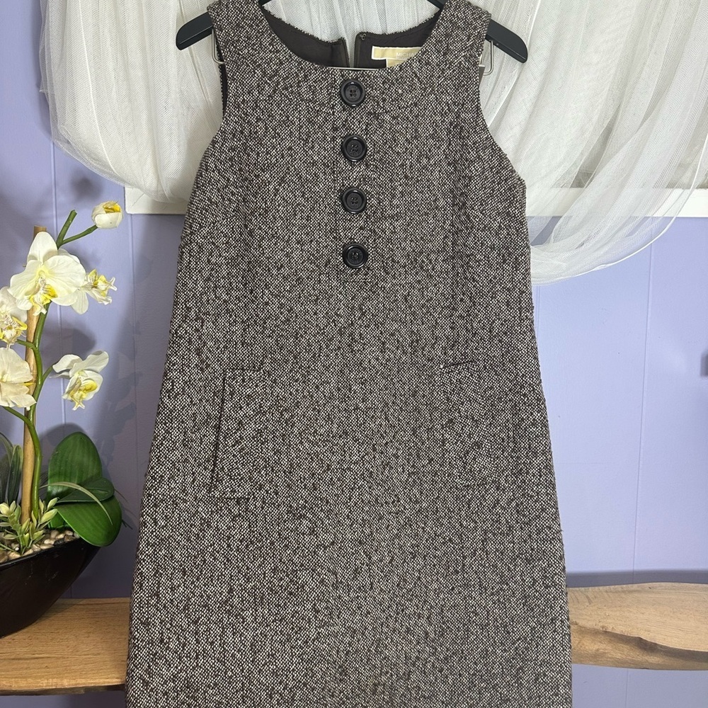 Michael Kors Textured Black and Gray Mini Dress